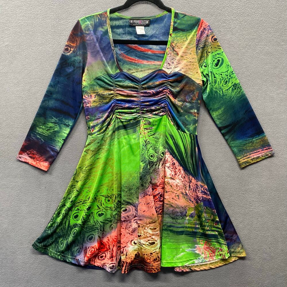 Pyramid‎ Collection Psychedelic Y2K Mini Dress S Festival Dopamine Maximalist